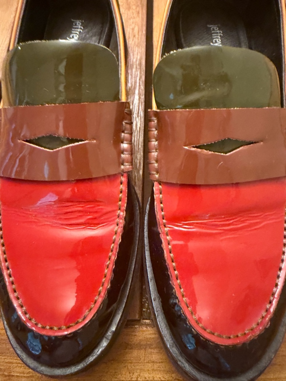 Jeffrey Campbell Colorblock Patent Leather Penny Loafers Women’s Size 9 - Picture 2 of 8